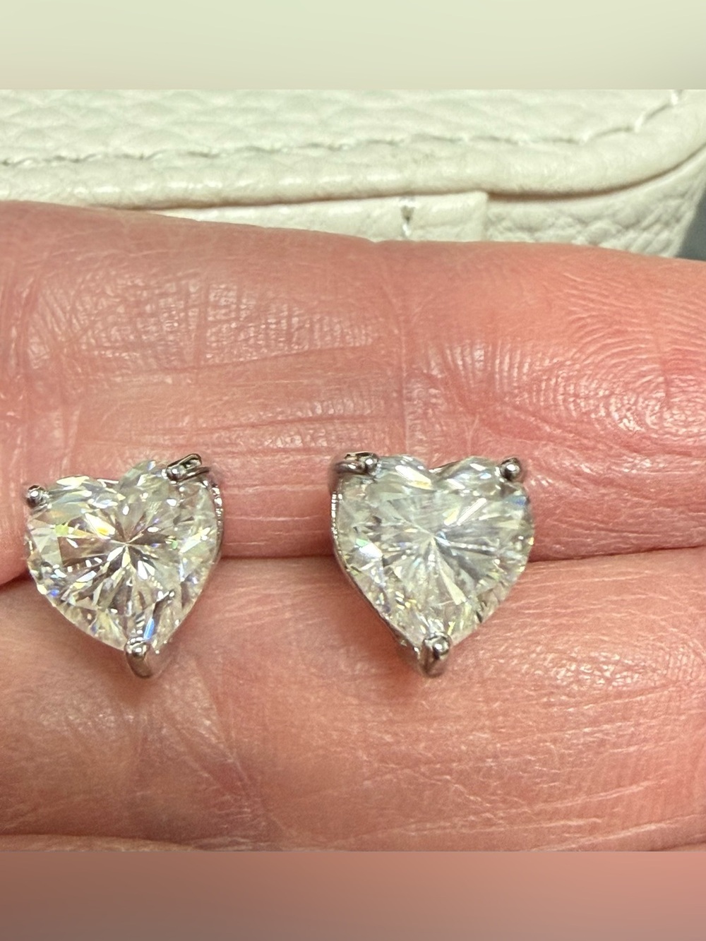 Heart Cut Clear Moissanite Stud Earrings - 925 Sterling Silver - 2.0ct